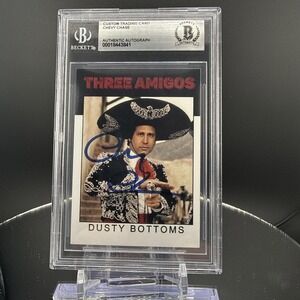 Chevy Chase Signed Three Amigos Dusty‎ Bottoms Custom Card Beckett BAS Authentic